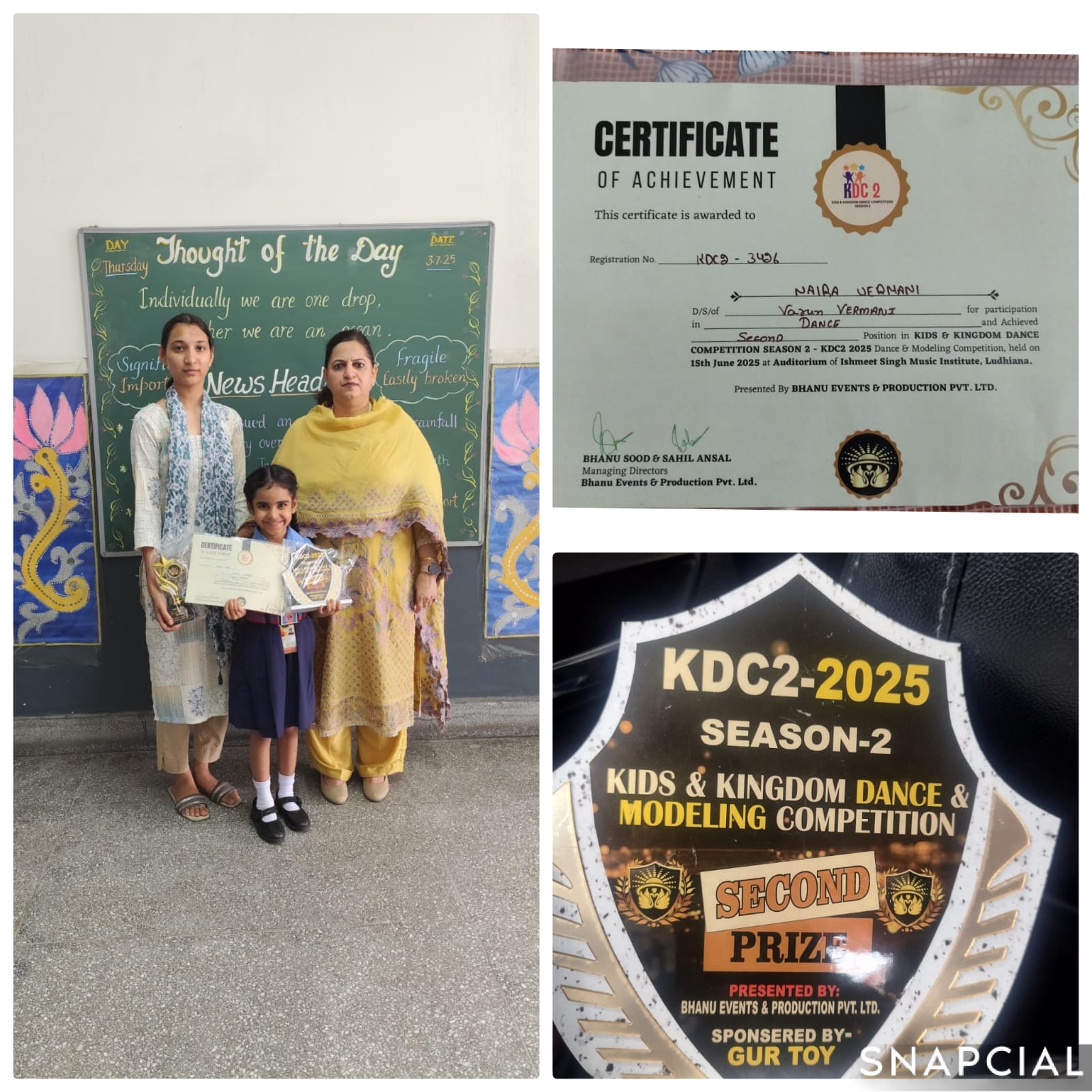 Grace Meets Glory: Naira Vermani 𝗼𝗳 𝗰𝗹𝗮𝘀𝘀 2nd 𝗳rom BVM Kitchlu Nagar Ludhiana Wins Second Prize at KDC2-2025